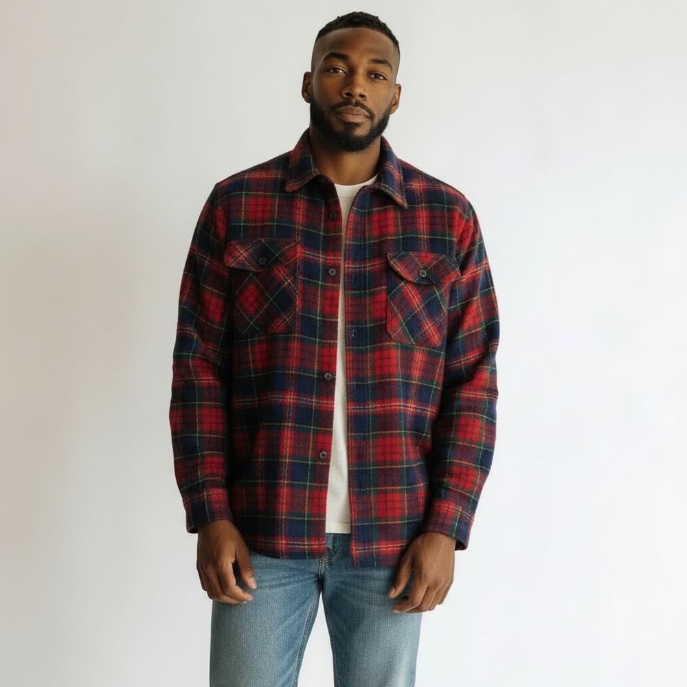 Heritage Vintage Pendleton Red Tartan Plaid Virgin Wool Board Shirt Shacket